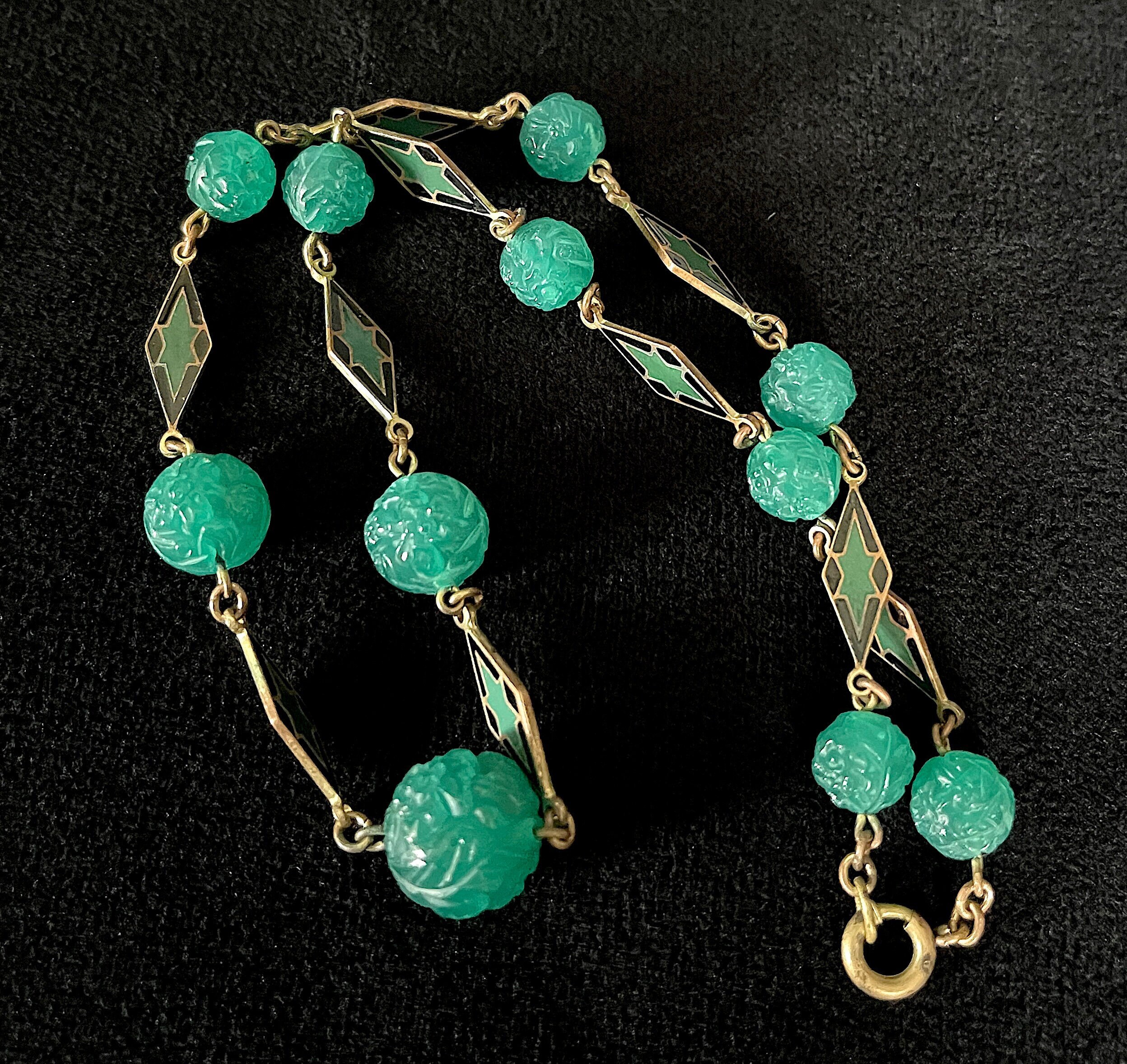 Late 1920's -30's Czech. Rose Shaped Graduated Glass Beads