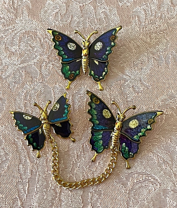 1950's-60's Metallic Enamel Butterfly Scatter Pin… - image 3