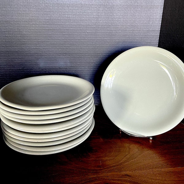 1948- Sterling China Co. Russel Wright Suede Gray Dinner Plates (12 Sold Singly), Gray/Green MCM Heavy Restaurant Ware, Excellent VTG Cond