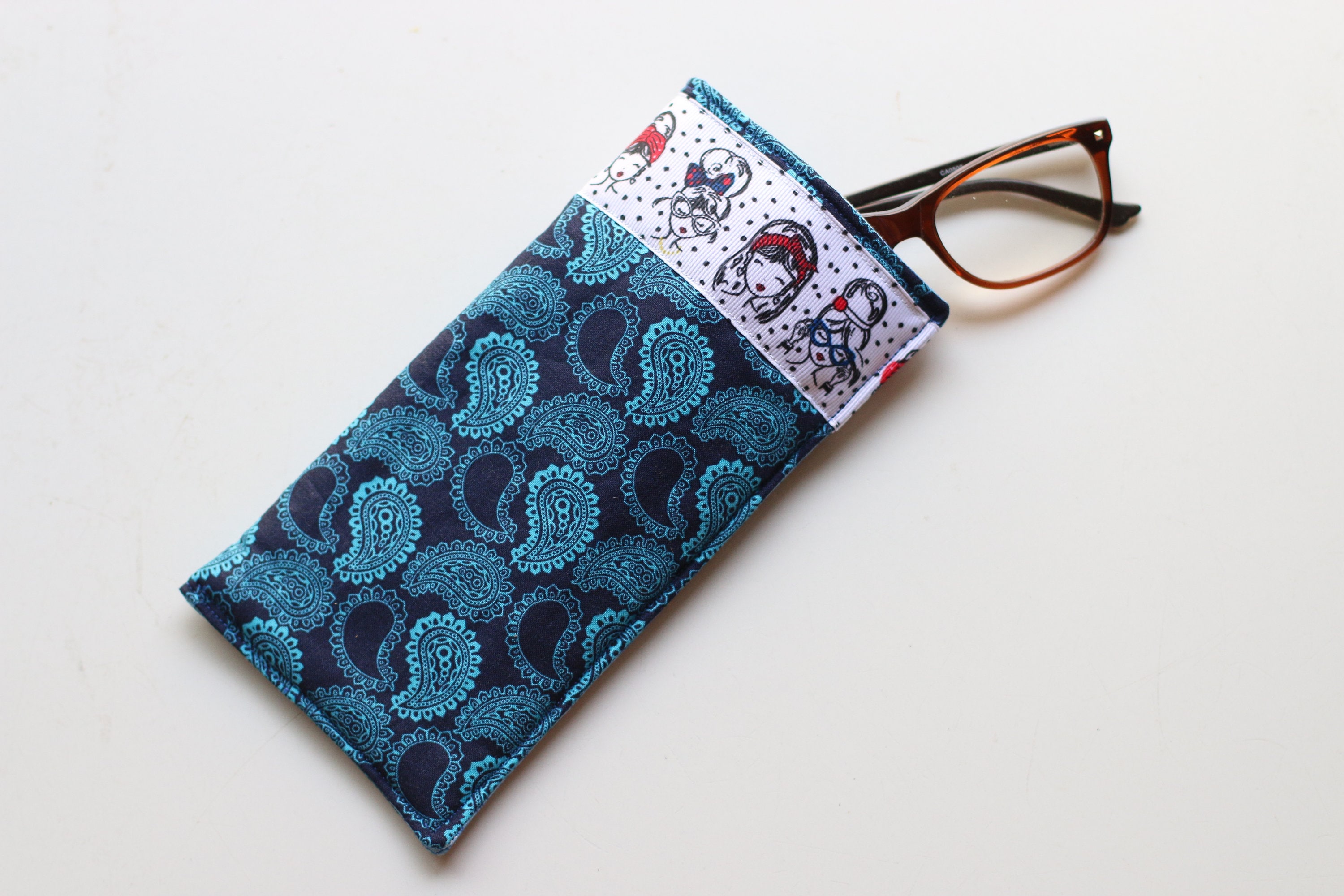 Soft Eyeglass Case that Closes with Velcro Patched Perfect Etsy