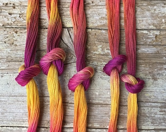 Size 5 & 8 colour blended Sunset Hand Dyed Perle Cotton  for embroidery, hand quilting, visible mending, scrapbooking, appliqué, needlepoint