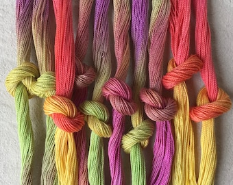 Size 8 Mango inspired hand dyed perle cotton thread, for hand stitching, friendship bracelets, needlepoint, embroidery and hand quilting