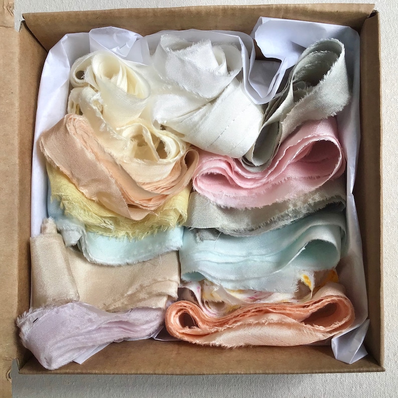 A box of silk ribbons perfect for crafters, florists, dollmakers, weavers, silk embroidery, jewellery making, bracelets and buttonholes image 3