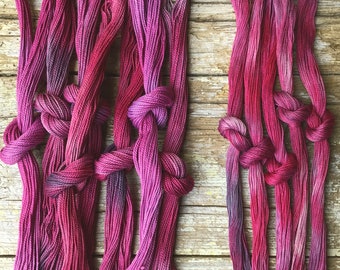 Size 12 & 5 Variegated plum, pink and  purple, Hand Dyed Perle Cotton for hand stitching, embroidery, sashiko, scrapbooking and quilting