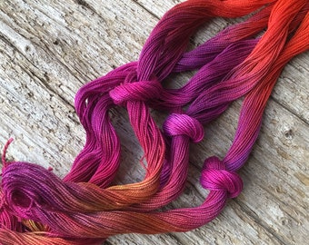 Size 8 Pink, Plum & Orange, Hand dyed perle cotton threads, for hand quilting, visible mending, macramé, slow stitching, creative stitching