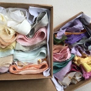 A box of silk ribbons perfect for crafters, florists, dollmakers, weavers, silk embroidery, jewellery making, bracelets and buttonholes image 1