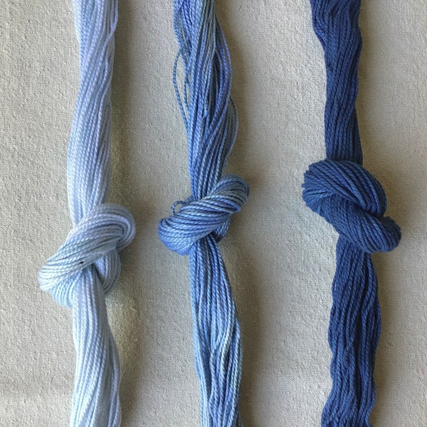 Taille 5 Fil de coton perlé indigo teint à la main : bleu foncé parfait pour la broderie, le boro, le sashiko, le raccommodage visible