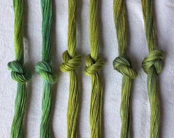 Size 8 Variegated Green, Hand Dyed Perle Cotton, for hand quilting, embroidery, needlepoint, visible mending, hand stitching and appliqué.