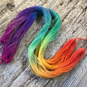 Rainbow size 5 Perle Cotton hand dyed, perfect for hand quilting, embroidery, visible mending, sashiko, appliqué, lovely gift for a quilter