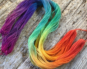 Rainbow size 5 Perle Cotton hand dyed, perfect for hand quilting, embroidery, visible mending, sashiko, appliqué, lovely gift for a quilter