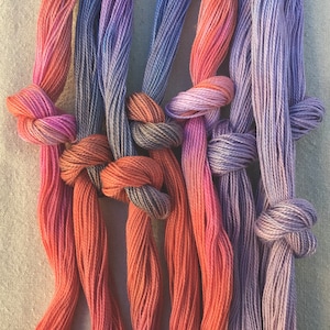 Taglia 12 Lilla variegato, rosa e viola pallido, cotone Perle tinto a mano per cuciture a mano, ricami fini, sashiko, applicazioni e trapuntatura