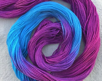 Size 12 Purple & Turquoise, Hand Dyed Perle Cotton for hand stitching, embroidery, sashiko, appliqué, scrapbooking and quilting