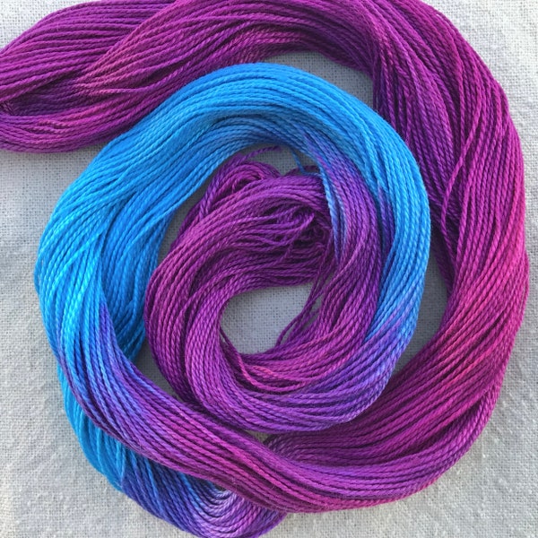 Size 12 Purple & Turquoise, Hand Dyed Perle Cotton for hand stitching, embroidery, sashiko, appliqué, scrapbooking and quilting