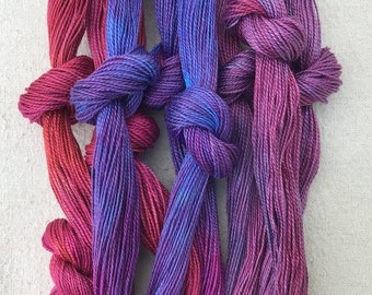 Size 12 Variegated purple & dark pink, Hand Dyed Perle Cotton for hand stitching, embroidery, sashiko, appliqué, scrapbooking and quilting