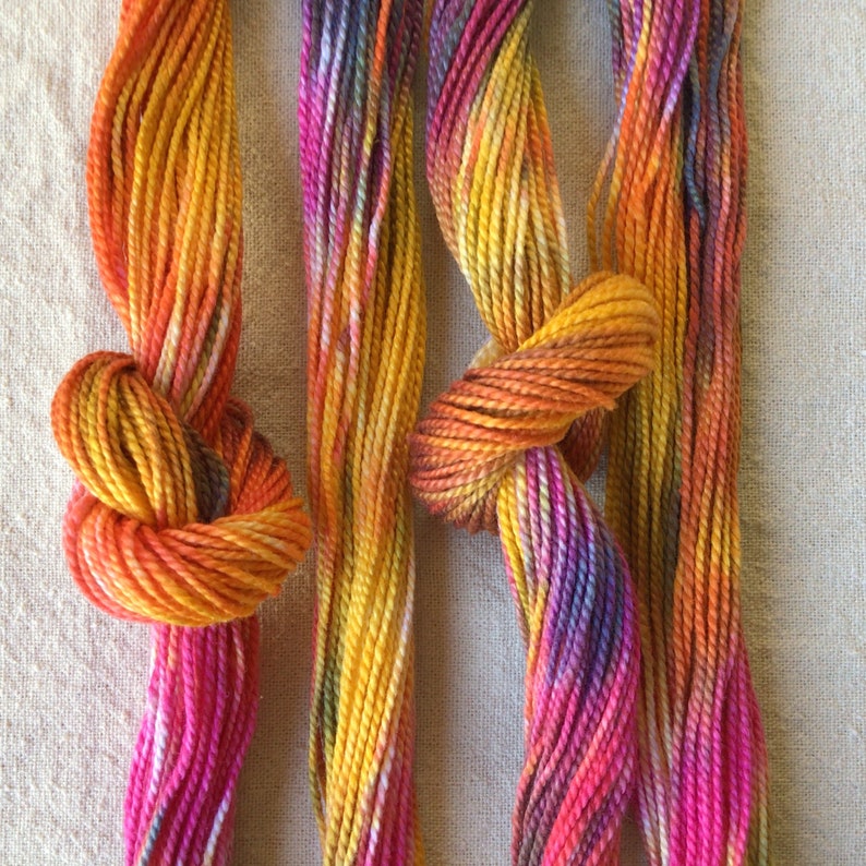 Size 5 Autumn Blends Hand Dyed Perle Cotton for hand stitching, knotting, bracelets, needlepoint, macrame, hand quilting, visible mending Autumn fireworks