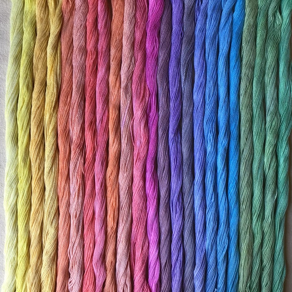 NEW Size 5, 8 & 12 Summer Pastel Sets Hand dyed, pearl cotton  for rainbow crafts, embroidery, bracelets, sewing, quilting, visible mending