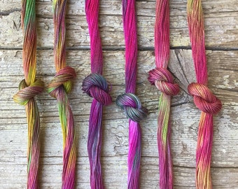 Size 8 Variegated hand dyed perle cotton thread, for hand stitching, friendship bracelets, needlepoint, embroidery and hand quilting