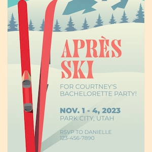 Editable Apres Ski Party Invite & Itinerary Set DIY Ski Bachelorette Bash, Ski Trip Agenda Digital Download zdjęcie 2