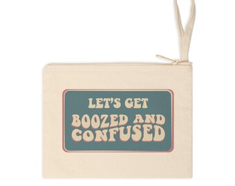 Boozed & Confused Zipper Clutch | 70s Groove Bachelorette Party Pouch | Fun in Scottsdale Bachelorette Pouch