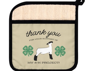 County Fair Buyers Gift - 4-H Clover Pot Holder | Show Lamb Appreciation | Livestock Present