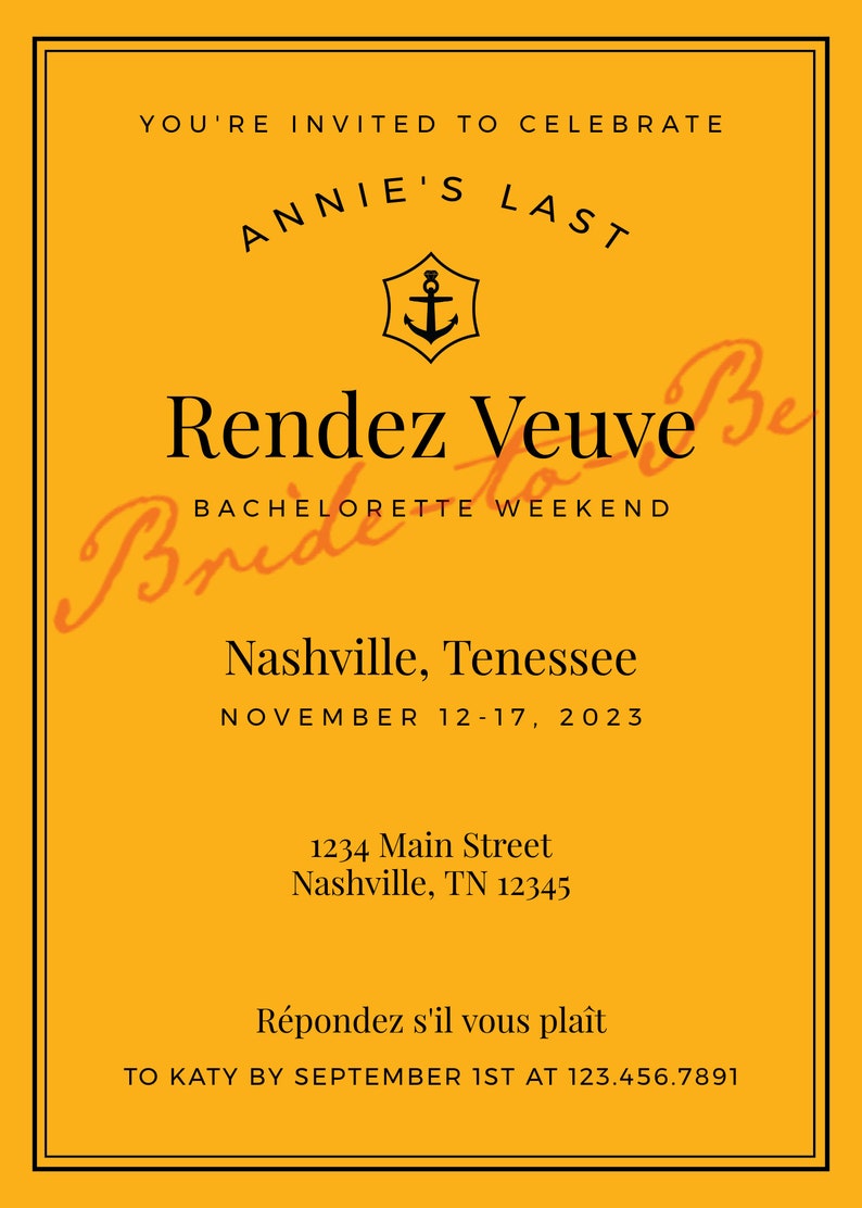 EDITABLE Rendezvueve Party Invitation, Print at Home Vueve Before Vows
