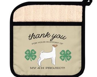 Adorable 4-H Club Pot Holder with Pocket - Perfect Show Goat Buyer Gift