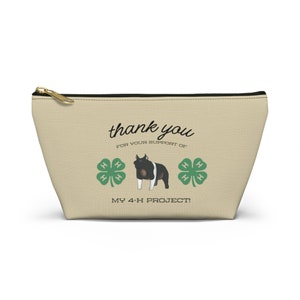 4H Club Buyers Gift Accessory Pouch | Show Pig Buyer Gift | 4-H Clover | County Fair Buyers Gift | Livestock Thank You Gift