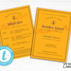 EDITIERBARE RendezVueve Party Einladung, Druck zu Hause Vueve vor Gelübde Einladung, Veuve Clicquot essbare Download