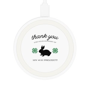 4H Club Buyers Gift Wireless Charging Pad | Show Rabbit Buyer Gift | 4-H Clover | County Fair Buyers Gift | Livestock Thank You Gift