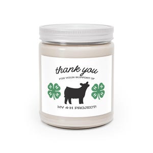 Show Steer 4-H Club Buyers Gift Scented Candles, 9oz | Show Steer Buyer Gift | 4-H Clover | County Fair Buyers Gift | Livestock Thank You