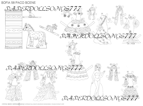 Mexican paper dolls printable coloring handmade custom | Etsy