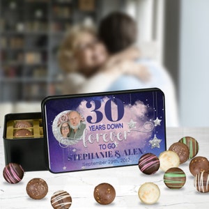 Scatola di cioccolato personalizzata per anniversario di matrimonio - Tartufi di cioccolato fatti a mano - Regalo di cioccolato per moglie - Regalo di anniversario di matrimonio