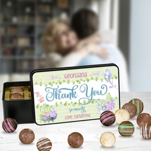 Scatola di cioccolato di ringraziamento personalizzata - Tartufi di cioccolato fatti a mano - Regalo di cioccolato per la moglie - Regalo di cioccolato per la mamma - Regalo di anniversario