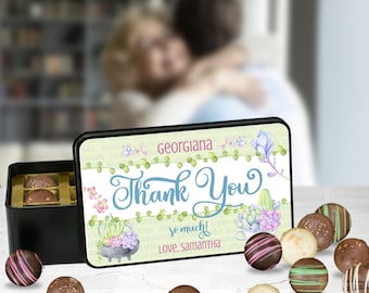Boîte de chocolat de remerciement personnalisée - Truffes au chocolat faites à la main - Cadeau en chocolat pour femme - Cadeau en chocolat pour maman - Cadeau d’anniversaire