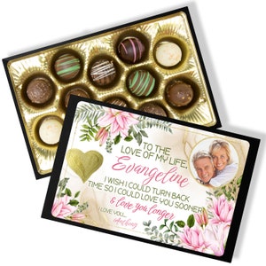 Scatola di cioccolato personalizzata Love of my Life - Tartufi di cioccolato fatti a mano - Regalo di cioccolato per moglie - Regalo per fidanzata - Regalo di anniversario