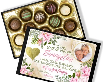 Boîte de chocolat personnalisée Love of my Life - Truffes au chocolat faites à la main - Cadeau en chocolat pour femme - Cadeau pour petite amie - Cadeau d’anniversaire