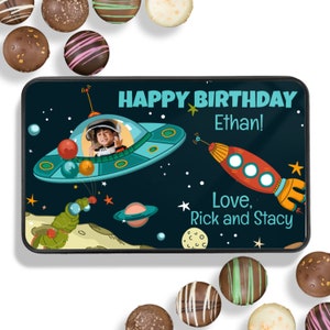 Personalized Birthday Chocolate Box - Outer Space Gift - Handmade Chocolate Truffles - Birthday Gift for Boys - Chocolate Birthday Gift