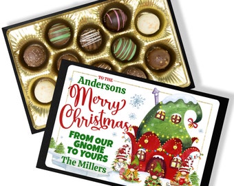 Personalized Merry Christmas Chocolate Box - From Our Gnome Chocolate Gift - Handmade Chocolate Truffles - Chocolate Christmas Gift