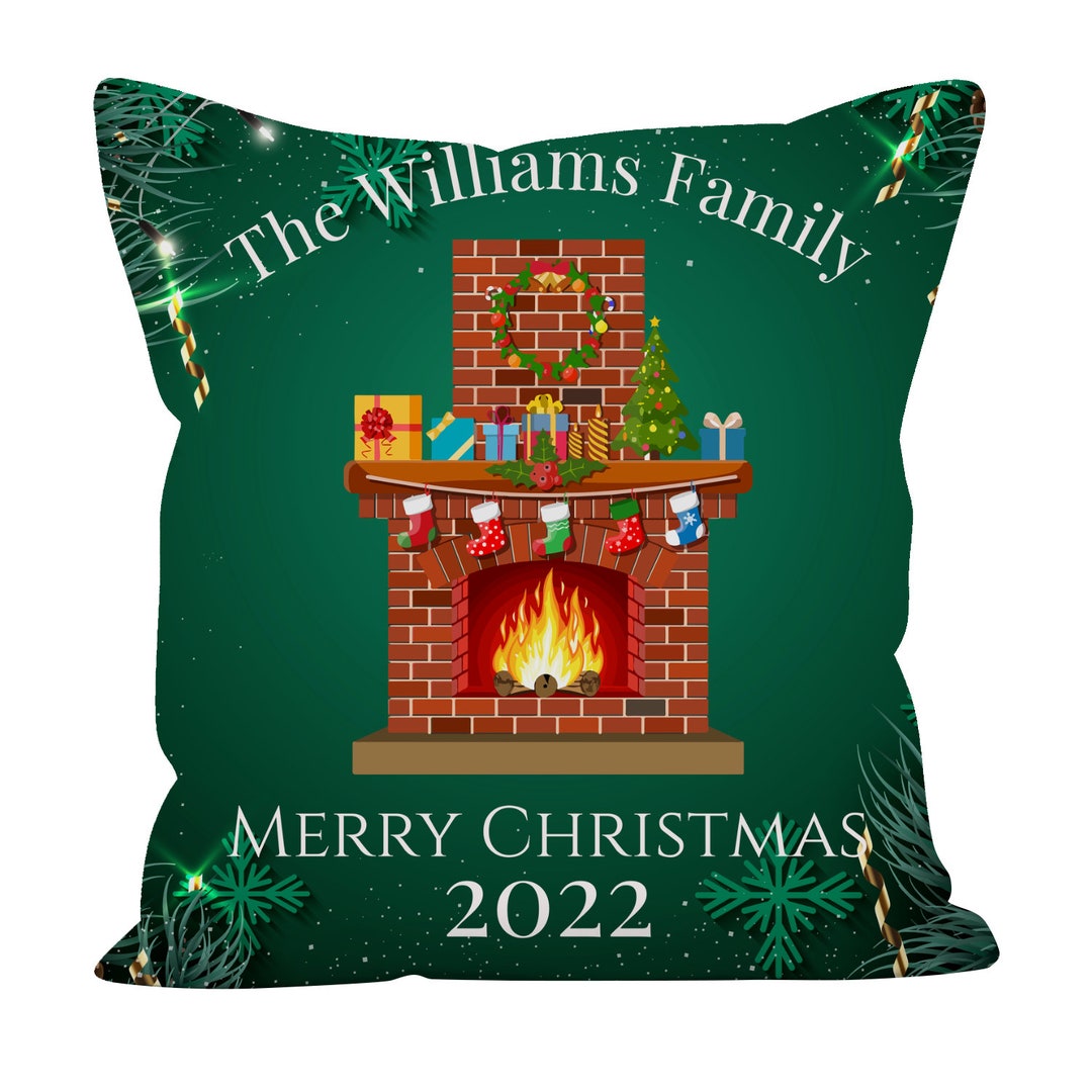 Personalized Christmas Fireplace Pillowcase Christmas 2022 Cushion