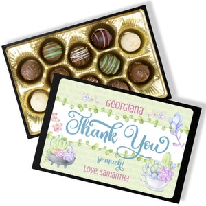 Scatola di cioccolato di ringraziamento personalizzata - Tartufi di cioccolato fatti a mano - Regalo di cioccolato per la moglie - Regalo di cioccolato per la mamma - Regalo di anniversario