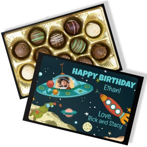 Personalized Birthday Chocolate Box - Outer Space Gift - Handmade Chocolate Truffles - Birthday Gift for Boys - Chocolate Birthday Gift