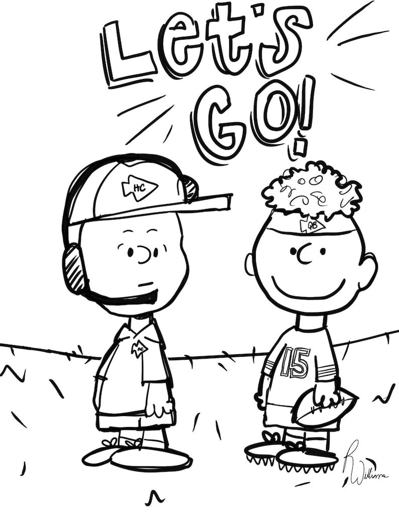 Kansas City Football Charlie Brown Style Coloring Page - Etsy