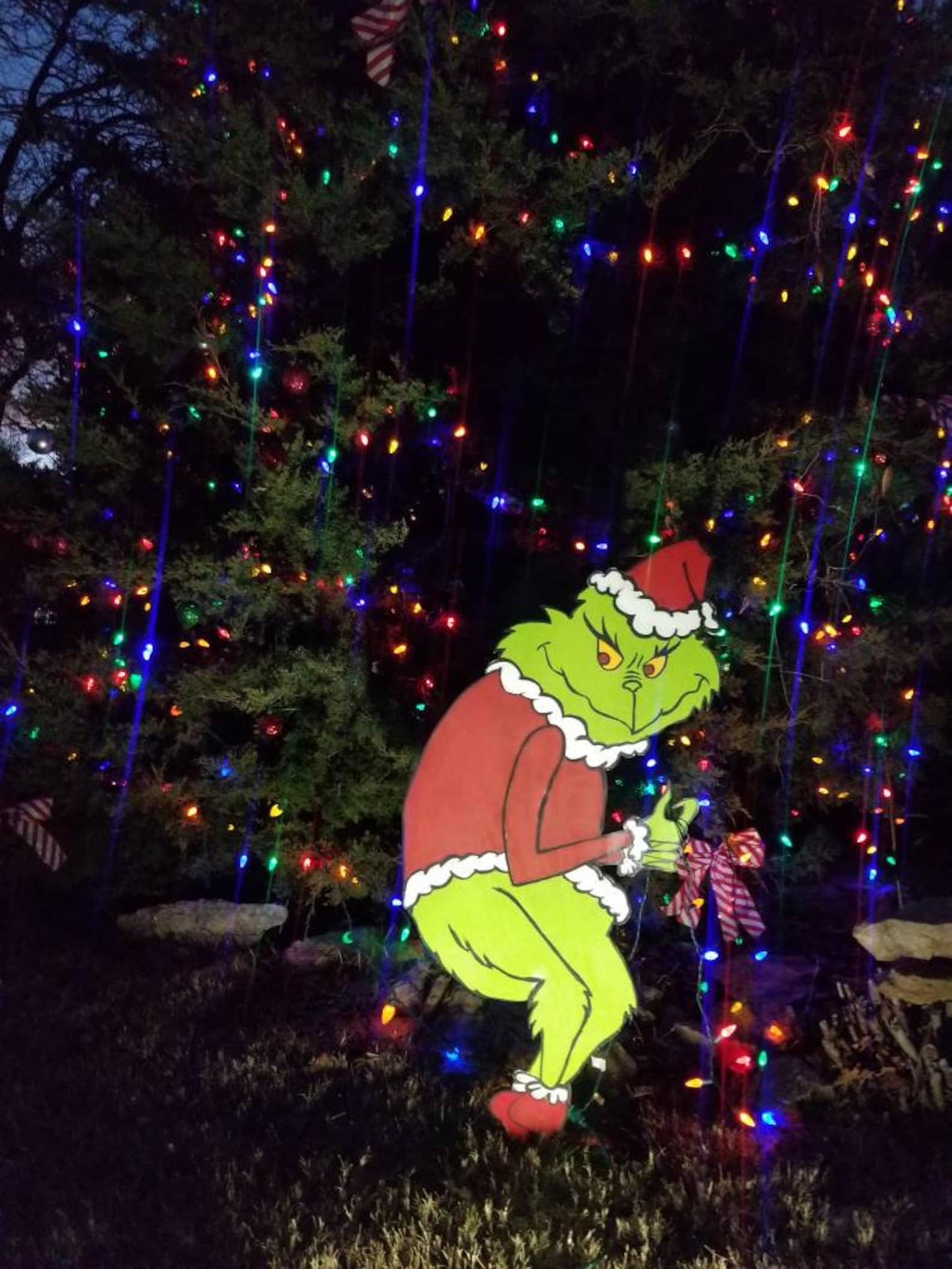 Grinch Stealing Christmas Lights Yard Art  Etsy