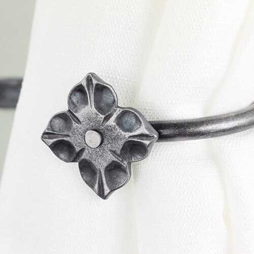 Rustic Flower Curtain Tie Back Holdbacks Iron Window Etsy