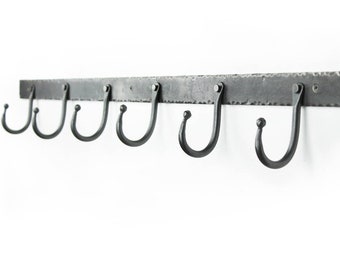 Hand Forged Iron Coat Rack | Modern Ball End Hooks