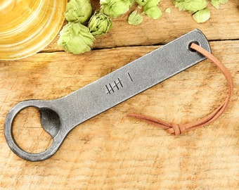 Tally Mark Bottle Opener | Personalized Hand Forged Iron anniversary gift | Small custom gift for Him, Boyfriend, or Husband