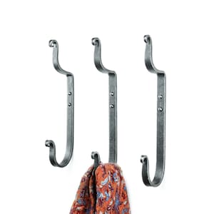 Classic Double Hook, Hand Forged Wrought Iron Wall Hooks, One Large Metal Coat Hook