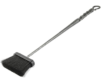 Fireplace Broom, Classic Style | Hand Forged Iron Wood Stove Tool | 30"