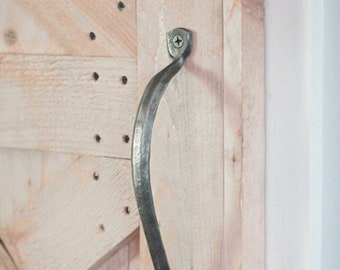 Rustic Barn Door Handle | Barn Door Hardware, Hand forged iron door handle | Perfect for a diy barn door, large | Rustic Style, One Handle