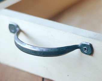 Rustic Handle | Cabinet Hardware, Hand Forged Iron Drawer Pull | One Handle